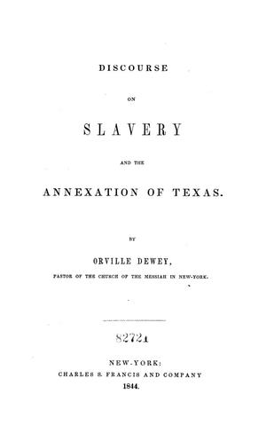 Discourse on Slavery and the Annexation of Texas