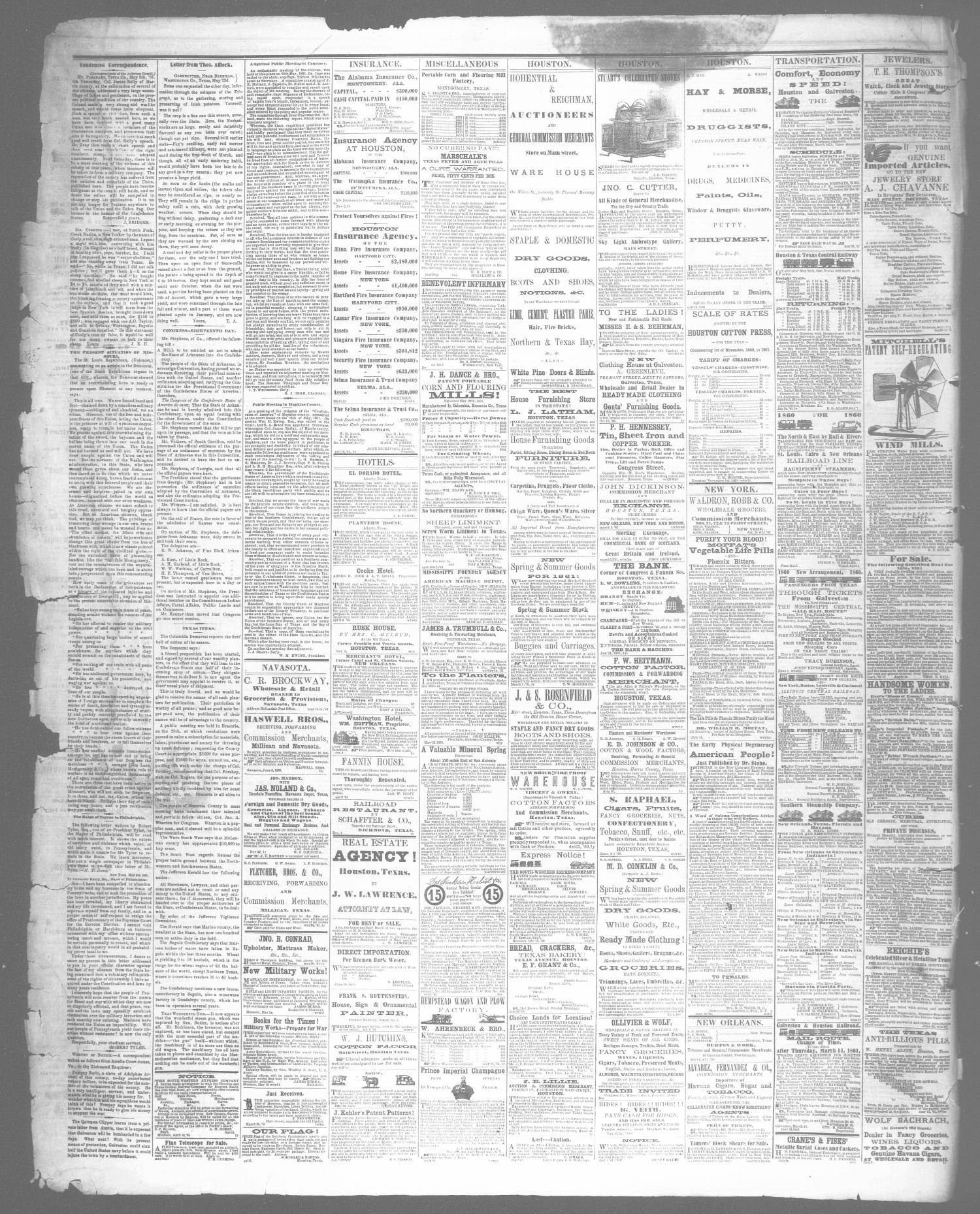 The Weekly Telegraph (Houston, Tex.), Vol. 27, No. 12, Ed. 1 Wednesday, June 5, 1861
                                                
                                                    [Sequence #]: 4 of 4
                                                