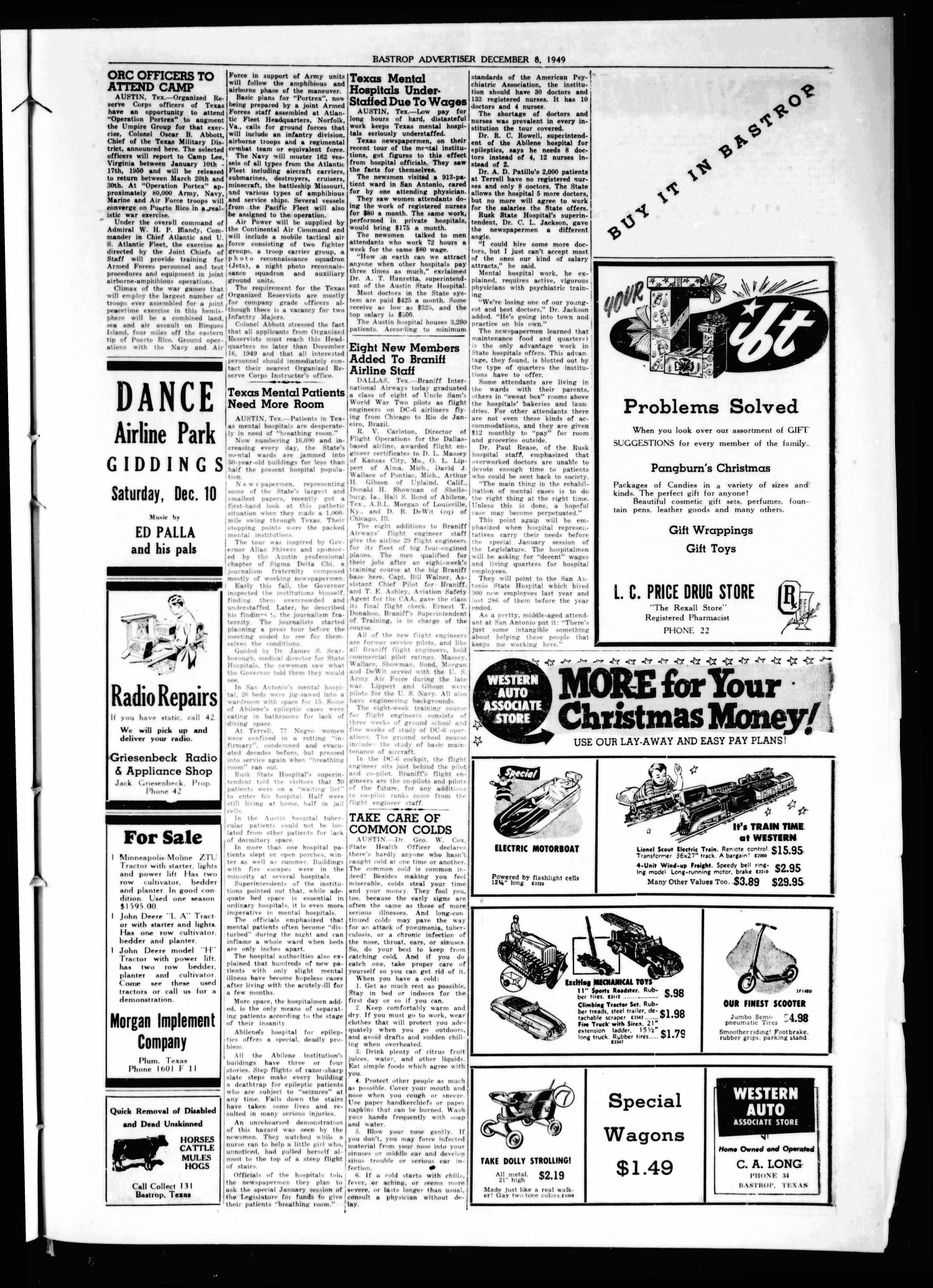 Bastrop Advertiser (Bastrop, Tex.), Vol. 97, No. 41, Ed. 1 Thursday, December 8, 1949
                                                
                                                    [Sequence #]: 5 of 10
                                                