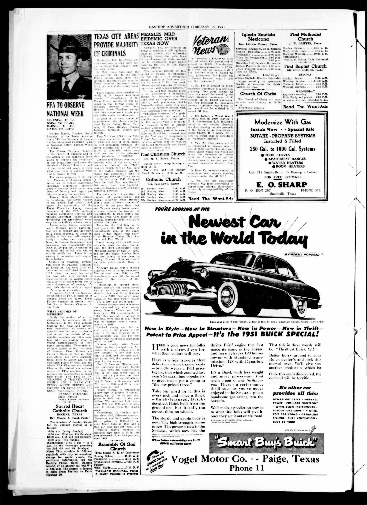 Bastrop Advertiser (Bastrop, Tex.), Vol. 98, No. 51, Ed. 1 Thursday, February 15, 1951
                                                
                                                    [Sequence #]: 2 of 8
                                                