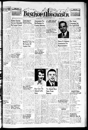 Bastrop Advertiser (Bastrop, Tex.), Vol. 102, No. 8, Ed. 1 Thursday, April 22, 1954