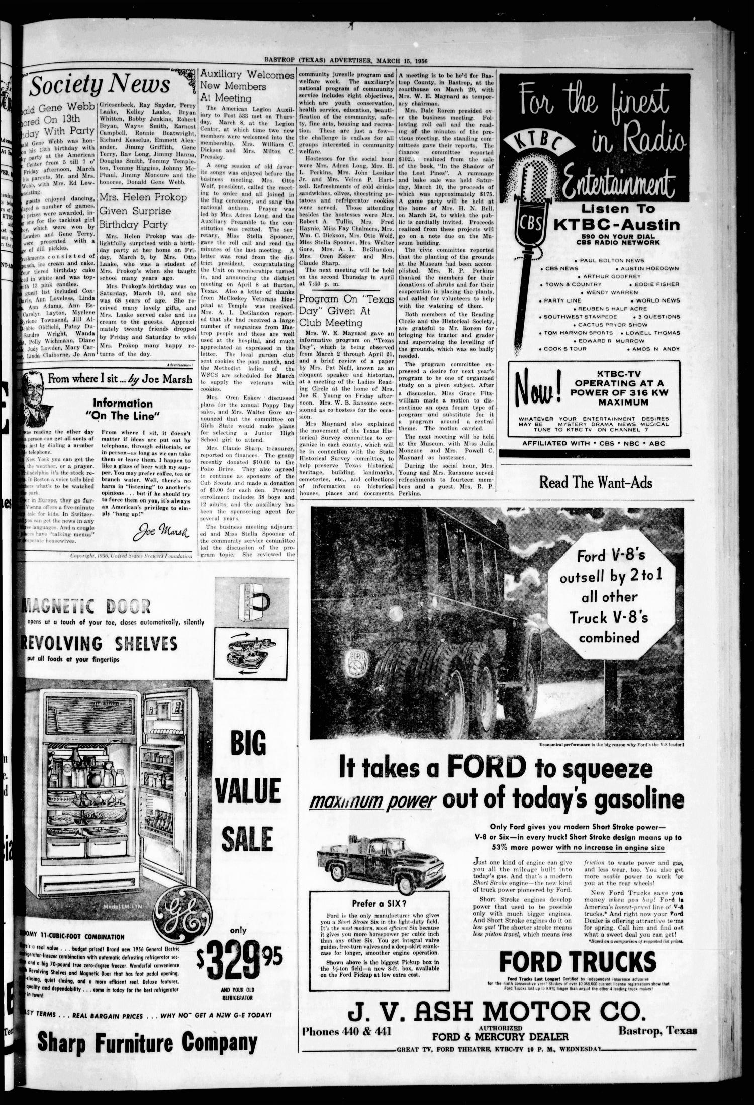 Bastrop Advertiser (Bastrop, Tex.), Vol. 104, No. 3, Ed. 1 Thursday, March 15, 1956
                                                
                                                    [Sequence #]: 3 of 8
                                                