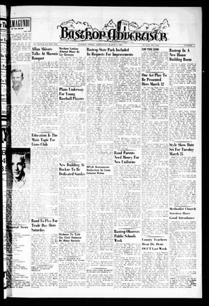 Primary view of object titled 'Bastrop Advertiser (Bastrop, Tex.), Vol. 106, No. 1, Ed. 1 Thursday, March 6, 1958'.