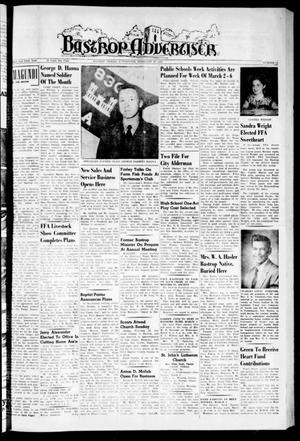 Primary view of object titled 'Bastrop Advertiser (Bastrop, Tex.), Vol. 106, No. 52, Ed. 1 Thursday, February 26, 1959'.