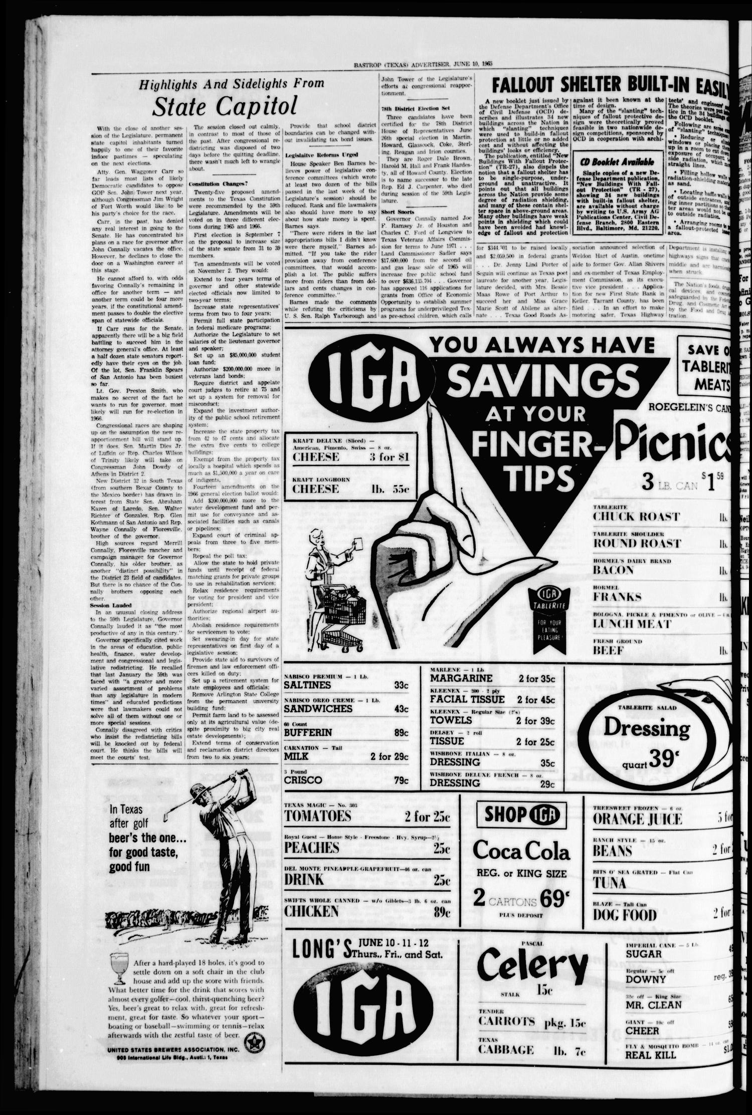 Bastrop Advertiser (Bastrop, Tex.), Vol. 113, No. 15, Ed. 1 Thursday, June 10, 1965
                                                
                                                    [Sequence #]: 6 of 8
                                                