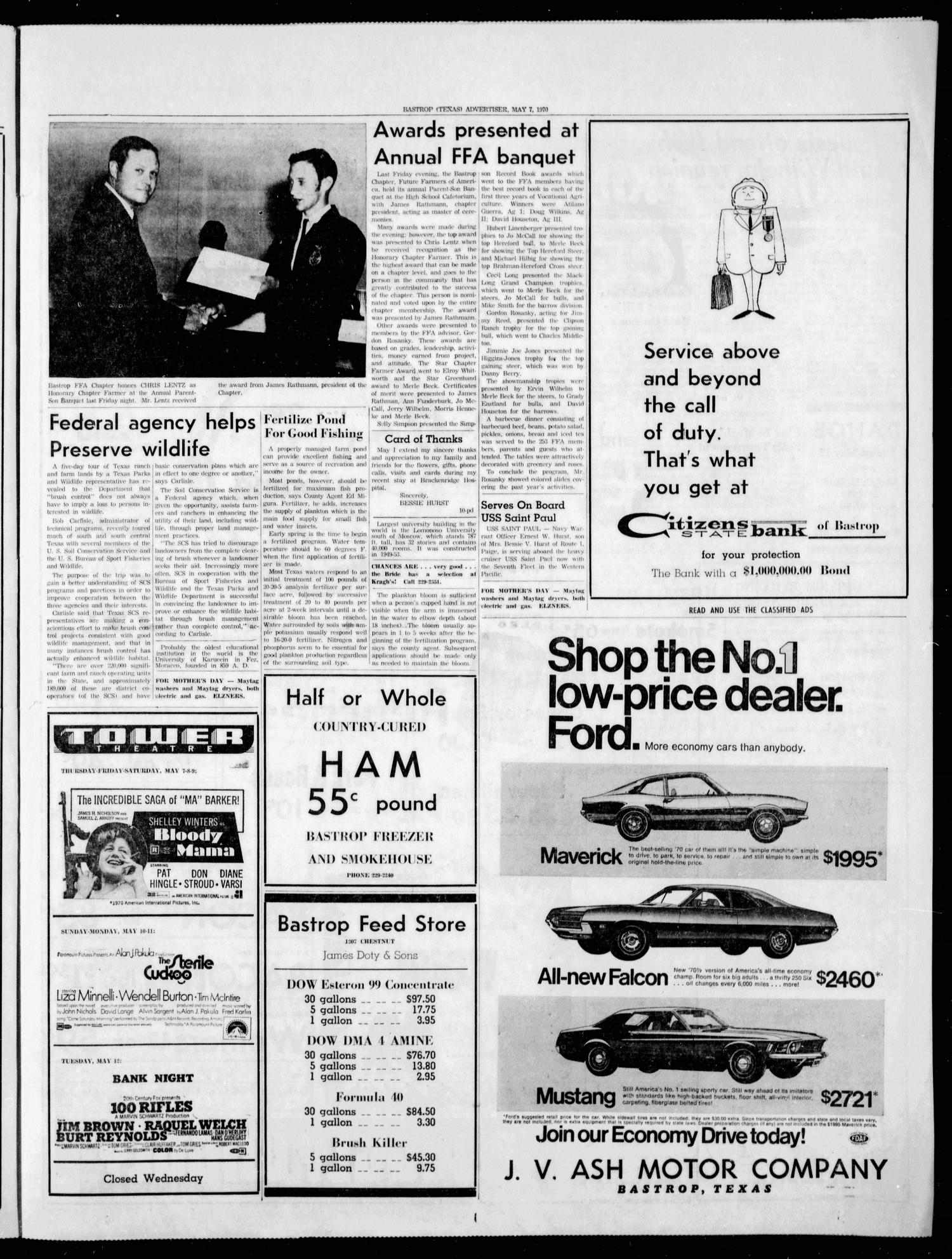 Bastrop Advertiser and Bastrop County News (Bastrop, Tex.), Vol. [117], No. 10, Ed. 1 Thursday, May 7, 1970
                                                
                                                    [Sequence #]: 3 of 8
                                                