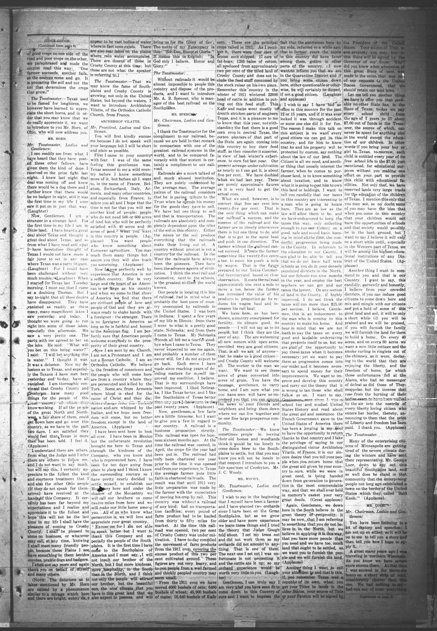 The Crosbyton Review. (Crosbyton, Tex.), Vol. 4, No. 34, Ed. 1 Thursday, August 29, 1912
                                                
                                                    [Sequence #]: 7 of 8
                                                