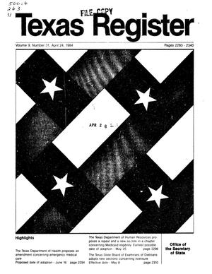 Primary view of object titled 'Texas Register, Volume 9, Number 31, Pages 2283-2340, April 24, 1984'.