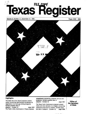 Texas Register, Volume 9, Number 71, Pages 4939-4994, September 21, 1984