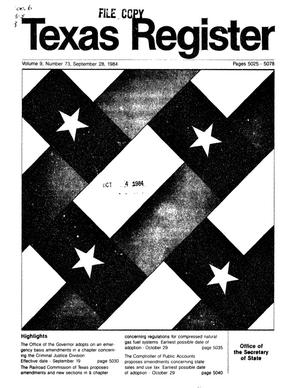 Texas Register, Volume 9, Number 73, Pages 5025-5078, September 28, 1984