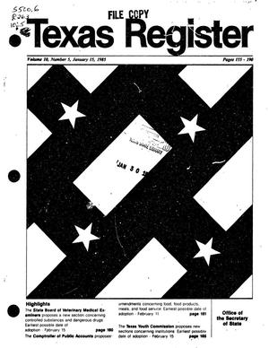 Primary view of object titled 'Texas Register, Volume 10, Number 5, Pages 155-190, January 15, 1985'.