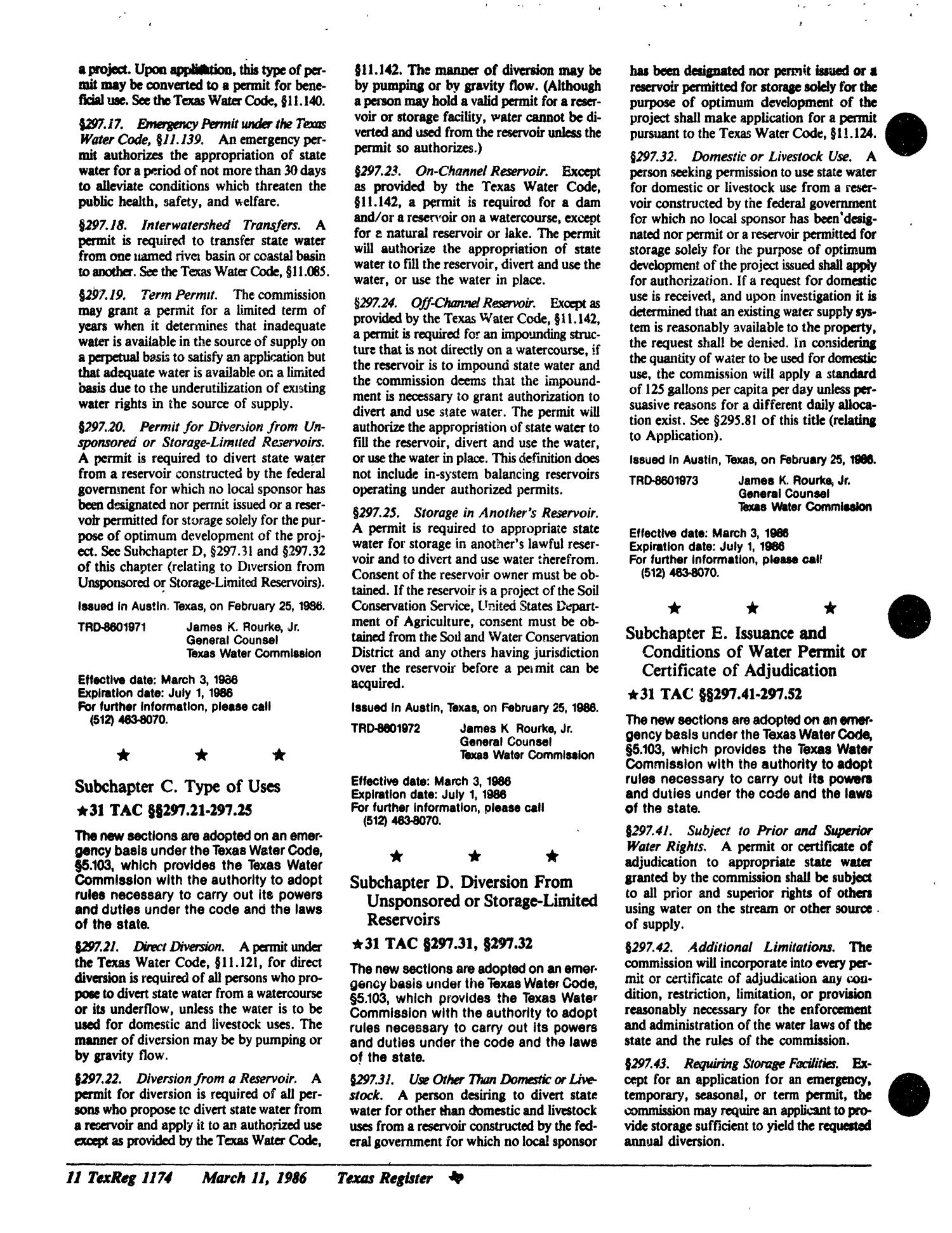 Texas Register, Volume 11, Number 19, Pages 1163-1244, March 11, 1986
                                                
                                                    1174
                                                
