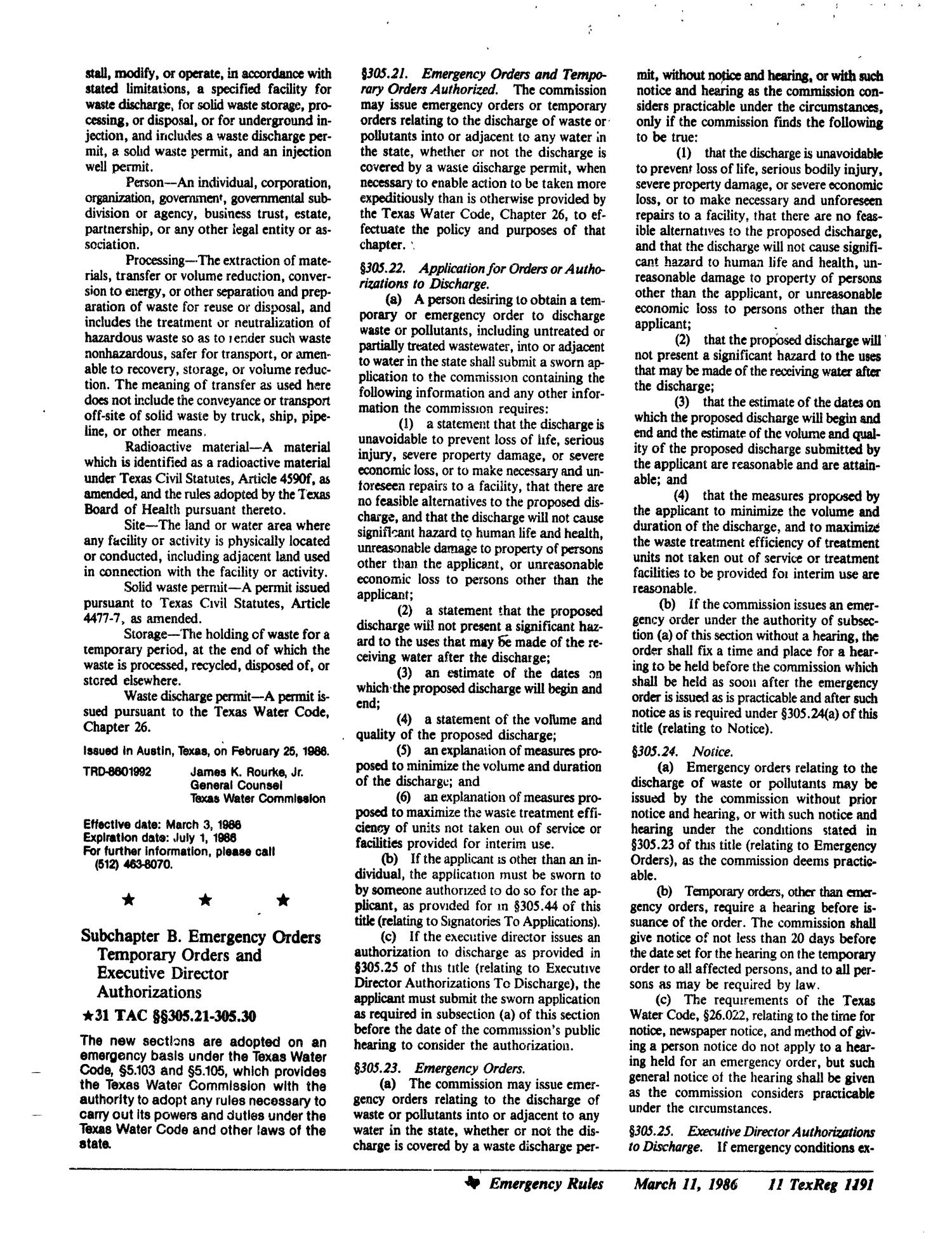 Texas Register, Volume 11, Number 19, Pages 1163-1244, March 11, 1986
                                                
                                                    1191
                                                