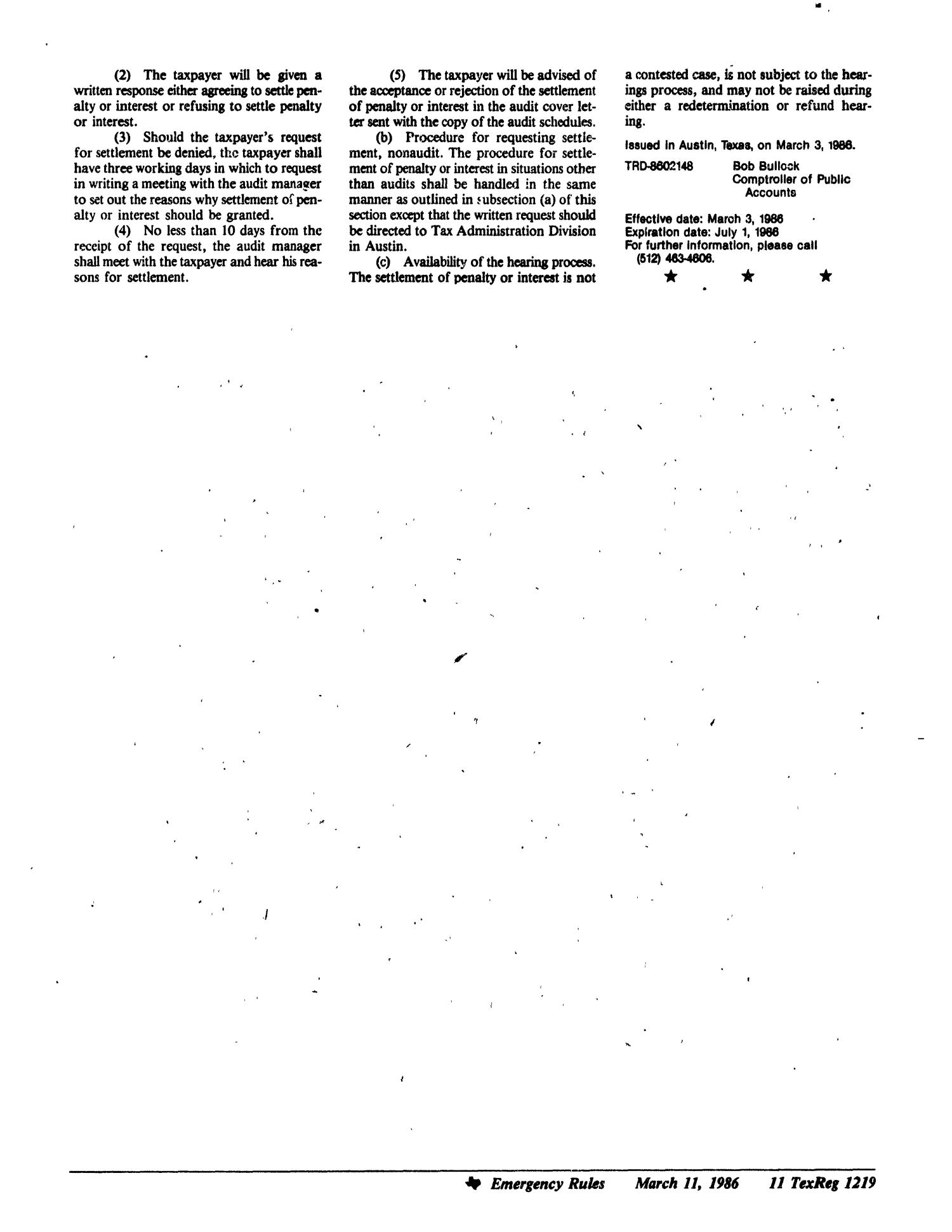 Texas Register, Volume 11, Number 19, Pages 1163-1244, March 11, 1986
                                                
                                                    1219
                                                