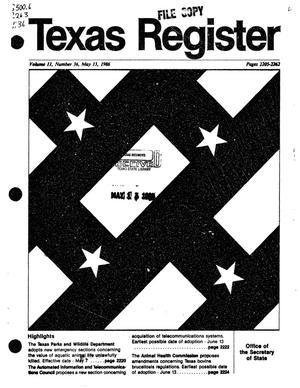 Primary view of object titled 'Texas Register, Volume 11, Number 36, Pages 2205-2262, May 13, 1986'.