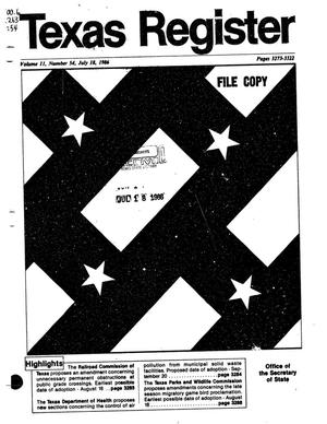 Texas Register, Volume 11, Number 54, Pages 3273-3322, July 18, 1986