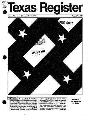 Texas Register, Volume 11, Number 68, Pages 3911-3950, September 12, 1986