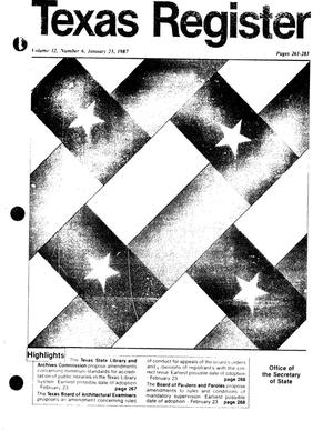 Primary view of object titled 'Texas Register, Volume 12, Number 6, Pages 261-283, January 23, 1987'.