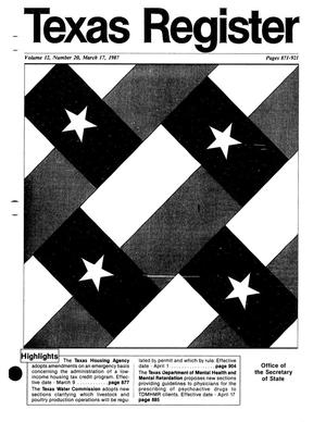 Texas Register, Volume 12, Number 20, Pages 871-921, March 17, 1987