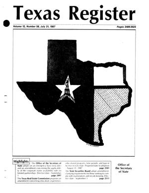 Primary view of object titled 'Texas Register, Volume 12, Number 58, Pages 2489-2523, July 31, 1987'.
