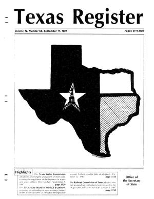 Primary view of object titled 'Texas Register, Volume 12, Number 68, Pages 3111-3189, September 11, 1987'.