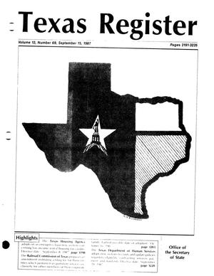 Primary view of object titled 'Texas Register, Volume 12, Number 69, Pages 3191-3235, September 15, 1987'.