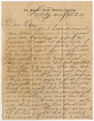 [Letter from Paul Osterhout to Ora Osterhout, September 2, 1881]