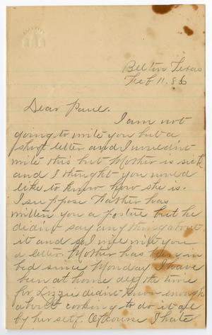 Primary view of object titled '[Letter from Ora Osterhout to Paul Osterhout, February 11, 1886]'.