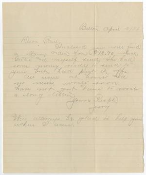Primary view of object titled '[Letter from John Jeremiah Osterhout to Paul Osterhout, April 13, 1886]'.
