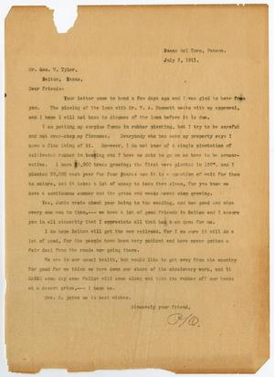 [Letter from Paul Osterhout to George W. Tyler, July 3, 1911]