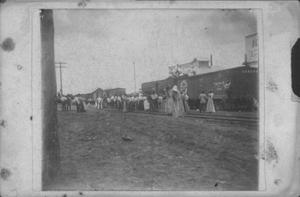 [Photograph of Flood Victims at Railroad]