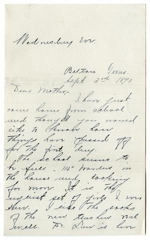 [Letter from Ora Osterhout to Junia Roberts Osterhout, September 3, 1890]