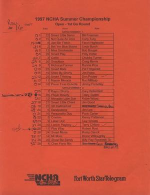 Primary view of object titled 'Cutting Horse Competition Entry List:  1997-derby-r16'.