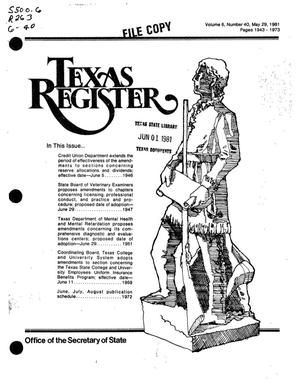 Texas Register, Volume 6, Number 40, Pages 1943-1973, May 29, 1981