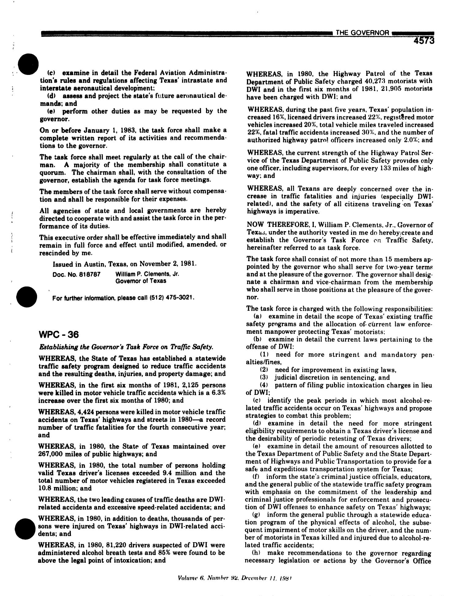 Texas Register, Volume 6, Number 92, Pages 4567-4656, December 11, 1981
                                                
                                                    4573
                                                