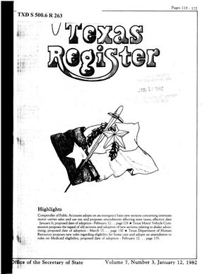 Texas Register, Volume 7, Number 3, Pages 115-172, January 12, 1982