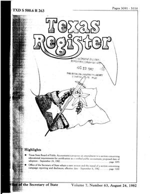 Texas Register, Volume 7, Number 63, Pages 3091-3114, August 24, 1982