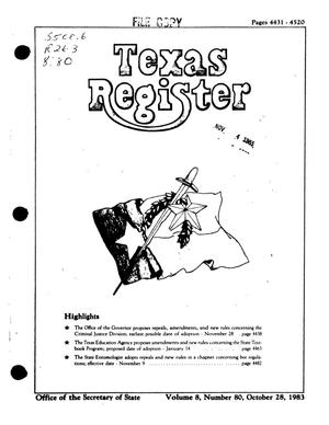 Texas Register, Volume 8, Number 80, Pages 4431-4520, October 28, 1983