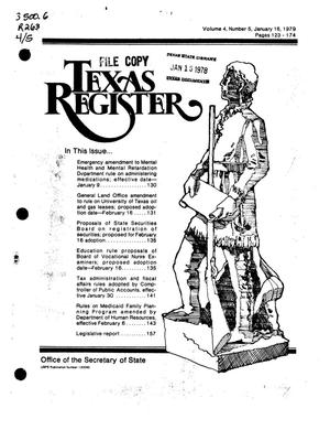 Texas Register, Volume 4, Number 5, Pages 123-174, January 16, 1979