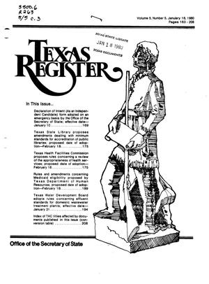 Texas Register, Volume 5, Number 5, Pages 163-206, January 18, 1980