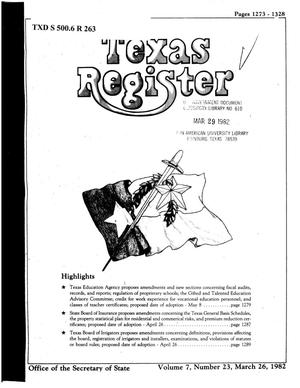 Primary view of object titled 'Texas Register, Volume 7, Number 23, Pages 1273-1328, March 26, 1982'.