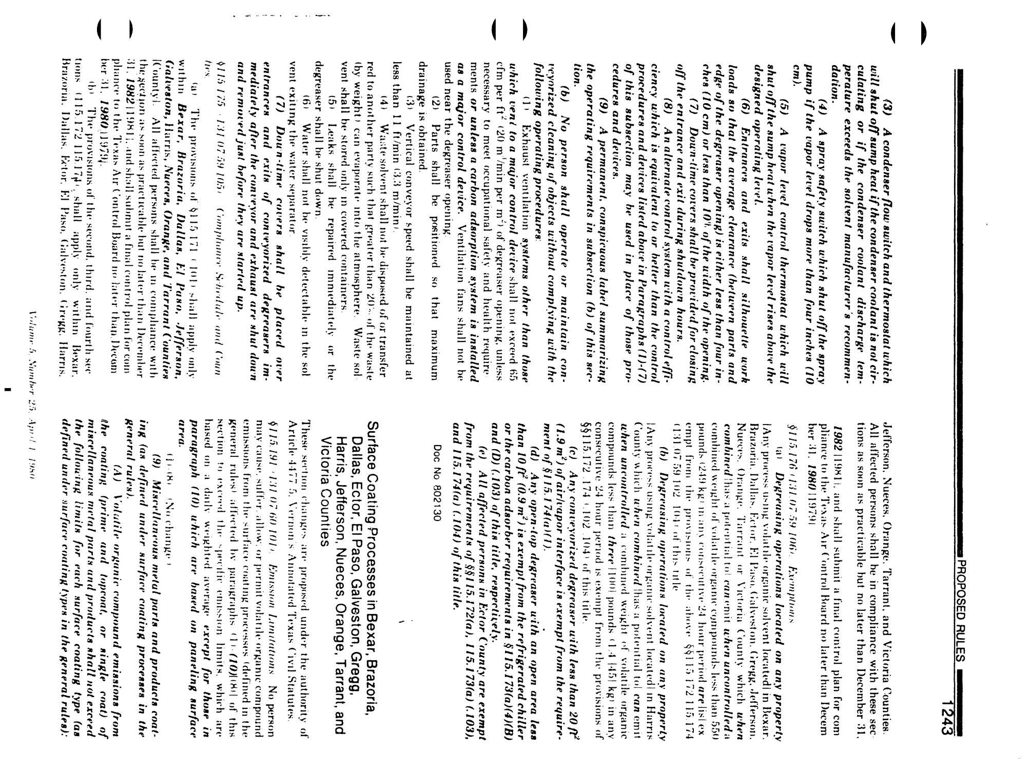 Texas Register, Volume 5, Number 25, Pages 1229-1308, April 1, 1980
                                                
                                                    1243
                                                