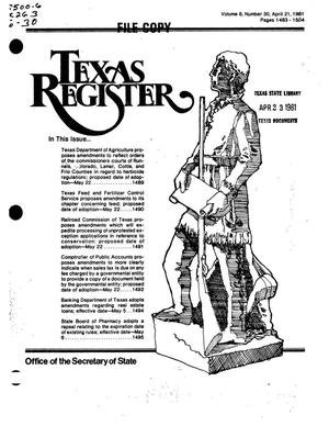 Primary view of object titled 'Texas Register, Volume 6, Number 30, Pages 1483-1504, April 21, 1981'.