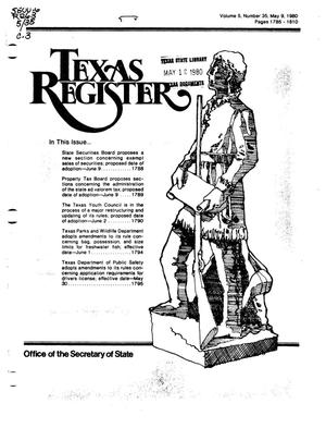 Primary view of object titled 'Texas Register, Volume 5, Number 35, Pages 1785-1810, May 9, 1980'.
