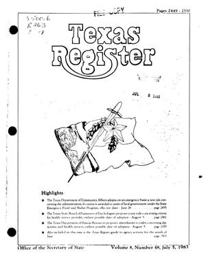 Primary view of object titled 'Texas Register, Volume 8, Number 48, Pages 2449-2550, July 5, 1983'.