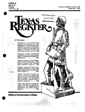 Primary view of object titled 'Texas Register, Volume 4, Number 55, Pages 2561-2608, July 24, 1979'.