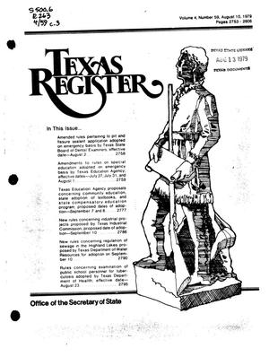 Primary view of object titled 'Texas Register, Volume 4, Number 59, Pages 2753-2806, August 10, 1979'.