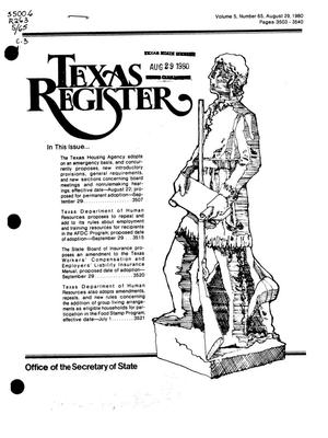 Texas Register, Volume 5, Number 65, Pages 3503-3540, August 29, 1980
