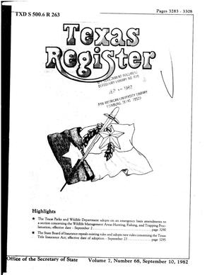 Texas Register, Volume 7, Number 68, Pages 3283-3308, September 10, 1982