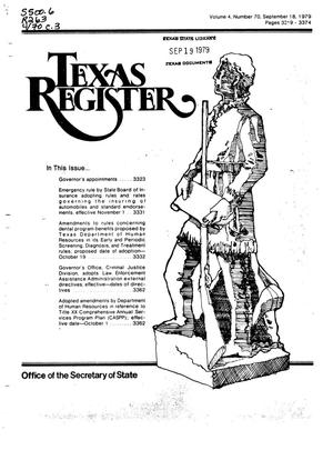 Texas Register, Volume 4, Number 70, Pages 3319-3374, September 18, 1979